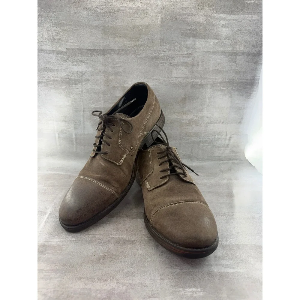 Clarks Men 66124 Brown Leather Cap Toe Derby Oxford Shoes Size 10M